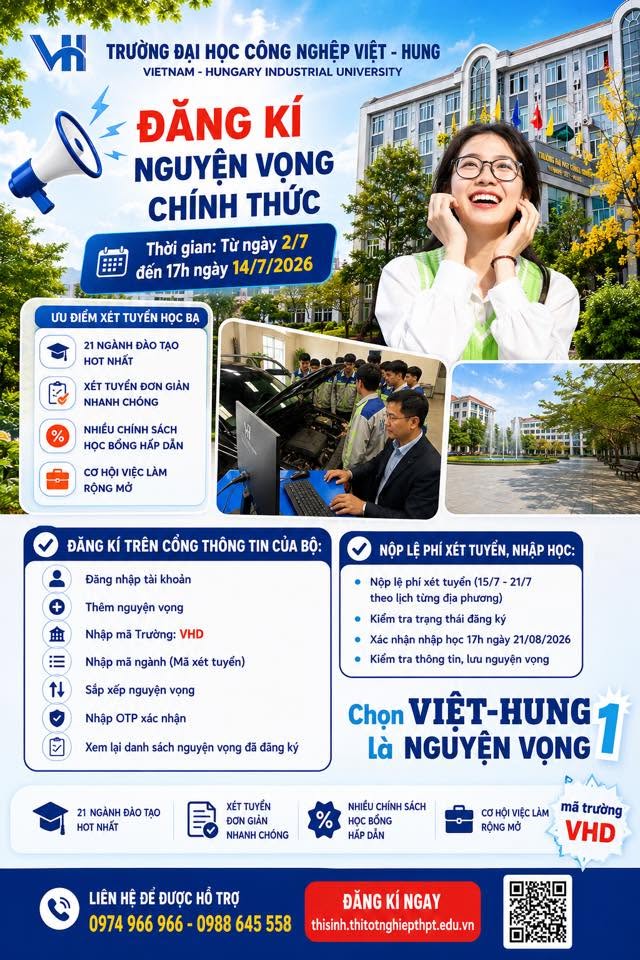 Thông báo ngưỡng đảm bảo chất lượng đầu vào hệ đại học chính quy K50, năm 2026